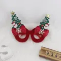 Montura de gafas de Navidad roja decorada con árboles, Papá Noel y copos para fiestas infantiles. - Estilo de lazo de árbol de Navidad