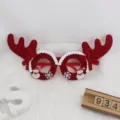 Montura de gafas de Navidad de reno rojo festivo con detalles de Papá Noel y copos de nieve - Estilo Lazo Copo de Nieve