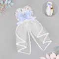Sweet Lolita bow lace hairband blue hair ornament headpiece cute rabbit ears hair hoop - One Size / Blue Bunny Flower Hair Rings