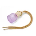 Purple glass car diffuser bottle with wooden cap and hanging rope, empty perfume pendant. - Purple