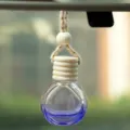 Hanging car perfume glass bottle detail, cute wooden cap aroma diffuser pendant for auto interior. - Sapphire Blue