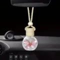 Auto Hängende Parfümflasche mit rosa Schmetterling, Kristallglas Aromatherapie Diffusor. - Rosa