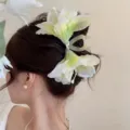Elegante pinza para el cabello de lirio blanco para mujer, accesorio floral - Pinza de Flor Lirio (15#)