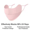 Masque de protection solaire en soie de glace rose clair respirant avec protection des yeux - Style Protection Coin de l'Œil / Taille Unique Réglable / Rose