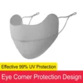 Masque de protection solaire en soie glacée grise avec protection des coins des yeux - Style Protection Coin de l'Œil / Taille Unique Réglable / Gris