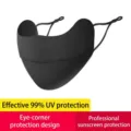 Mascarilla de protección solar de seda de hielo negra - Máscara de Protección de Esquinas de Ojos de Color Sólido / Negro