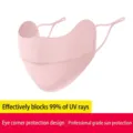 Máscara de protección solar de seda helada rosa con protección para cuello y ojos - Máscara de Protección de Esquinas de Ojos de Color Sólido / Rosa