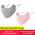 Masques de protection UV en soie glacée rose et gris pour femmes - Style Protection Coin de l'Œil (Lot de 2) / Taille Unique Réglable / Gris + Rose