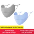 Masque de protection solaire respirant en soie de glace pour femmes en gris et bleu - Style Protection Coin de l'Œil (Lot de 2) / Taille Unique Réglable / Gris + Bleu