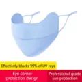 Máscara de protección solar azul claro de seda de hielo para ciclismo y aire libre - Máscara de Protección de Esquinas de Ojos de Color Sólido / Azul