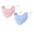 Masques de protection solaire respirants en soie glacée rose et bleu avec coins - Style Protection Coin de l'Œil (Lot de 2) / Taille Unique Réglable / Rose + Bleu