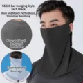 Breathable ice silk sun protection mask in tech black with extended neck coverage - Long Riding Ice Silk Mask / Black