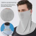 Arctic Grey ice silk sun protection face mask with ear-hooks and breathable holes. - Long Riding Ice Silk Mask / Light Gray