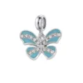 Funkelnder Schmetterlings-Charm aus blauer Emaille mit Kristallen für DIY-Schmuck - Hellblauer Emaille-Schmetterling-Stil (DGB1912-1)