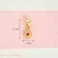 Gold sun charm pendant with red rhinestone for DIY bracelets and necklaces 2.1x1.2cm - 2.1x1.2cm / Matte Gold Sun