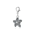 Zilveren zeester hanger met zirkonia en kreeftsluiting voor DIY sieraden maken - Witte Strass Zeester (LXK-DGB459)