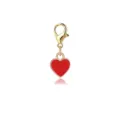 Elegant gold-tone lobster clasp charm with a vibrant red enamel heart shaped pendant - Red Heart Style (LXK-DGB825)