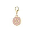Golden lobster clasp charm with pink enamel letter O pendant for DIY jewelry making - Pink Letter O Style (LXK-DGB1280)