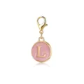 Gold lobster clasp pendant with pink enamel letter L charm for DIY bracelet decor - Pink Letter L Style (LXK-DGB1281)