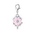Silver lobster clasp charm with a pink glitter four-leaf clover and center stone - Pink Four Leaf Clover Shape (LXK-DGB380) / 1 Piece