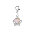 Elegant heart crown charm with pink shell inlay and lobster clasp for DIY jewelry - Pink Crown Heart Style (LXK-DGB1802)
