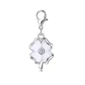 Silver four-leaf clover lobster clasp charm with white petals and a clear center crystal - White Four Leaf Clover Shape (LXK-DGB381) / 1 Piece