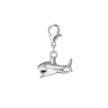 Gepolijste zilveren haai hanger met karabijnsluiting voor DIY sieraden projecten - Haaienvorm (LXK-DGB1193)