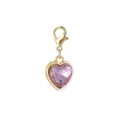 Elegant gold lobster clasp pendant featuring a faceted purple heart crystal charm - Purple Heart Shape (LXK-DGB560) / 1 Piece