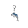 Leuke zilveren blauwe emaille dolfijn hanger met karabijnsluiting voor DIY sieraden. - Blauw Verloop Dolfijnvorm (LXK-DGB1262)