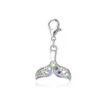 Zilveren walvisstaart hanger met iriserende strass steentjes en karabijnsluiting - Strass Walvisstaart Vorm (LXK-DGB1330)