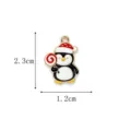 Charmant pendentif pingouin de Noël en émail avec bonnet et sucette, 2,3 x 1,2 cm - 17-Pingouin avec Sucrerie