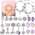 Festliches lila und rosa DIY Bettelarmband Schmuckset für Mädchen Weihnachtsgeschenk - Rosa (SDT126)