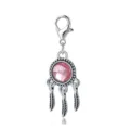 Silver dreamcatcher charm with pink faceted stone and lobster clasp for DIY jewelry - Silver Pink Rhinestone Dreamcatcher Style (LXK-DGB938) / 1 Piece
