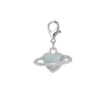 Elegant silver-plated heart opal planet charm pendant with a sturdy lobster clasp - Opal Planet Heart Style (LXK-DGB1806)