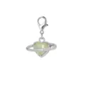 Elegant silver-tone heart planet pendant with lobster clasp for DIY bracelets and necklaces - Light Green Heart Planet (LXK-DGB1808)