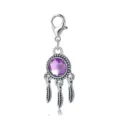 Dreamcatcher charm with purple crystal and lobster clasp for DIY bracelets and crafts - Purple Rhinestone Dreamcatcher Style (LXK-DGB940) / 1 Piece