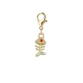 Exquise gouden visgraat bedel met rood oog en karabijnsluiting voor DIY sieraden maken - Visgraatvorm (LXK-DGB1619)