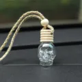 Skull glass car perfume bottle with wooden cap and hanging rope for essential oil 8ml - Transparent Skull Bottle / 8ML
