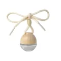 Bottiglia di profumo da appendere auto vuota in vetro con tappo di legno e corda beige. - 6ml / Bottiglie vuote sferiche