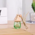 Bottiglia di profumo da appendere per auto, diffusore in vetro diamante con tappo in legno e corda. - 8ml / Verde
