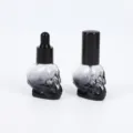 Black white gradient skull glass bottle 8ml portable perfume dropper spray empty container. - Spray Bottle