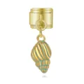 Abalorio modular italiano con colgante de caracola dorada y esmalte - Concha Turquesa Oro (MK-DGB612)