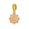 Vergoldeter Sternenanhänger mit rosa Emaille und Kristallen für DIY Armband-Schmuck - Rosa Sternenschliff Strass (DGB1668-1)