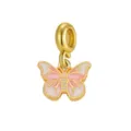 Schmetterling-Anhänger in Goldoptik mit rosa Emaille für DIY-Schmuckherstellung - Rosa und Weißer Schmetterling (DGB1684-1)
