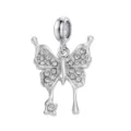 Silberner Schmetterling DIY Anhänger mit Strasssteinen und einzigartigem Tropfendesign - Schmetterling im Liquid-Metal-Stil (DGB1718-1)