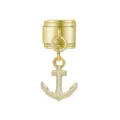Eslabón de charm modular italiano en tono dorado con colgante de ancla con textura. - Estilo en Forma de Ancla Dorada (MK-DGB1606)