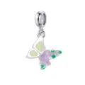 Exquisiter silberner Schmetterlingsanhänger mit lila Emaille für DIY-Armbänder-Set - Bunter Blumen-Schmetterling (DGB1830-1)