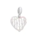 Eleganter silberfarbener Herzanhänger mit rosa Emaille und kleinen Perlen für Armbänder - Rosa Herz mit künstlichen Perlen (DGB2077)