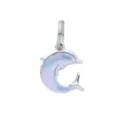 Ozean-Themen Silber Delfin Anhänger mit blau-rosa irisierender Einlage für DIY Schmuck - Irisierender Delfin mit Farbverlauf (DGB2113)