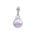 Exquisiter silberner Ozean-Wal-Anhänger mit facettiertem rosa Stein für die Schmuckherstellung - Rosa springender Wal (DGB2118)